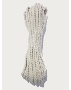 Веревка хлопчатобумажная диаметром 6 мм длина 10 метров белый Nobrand