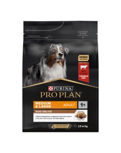 Сухой корм для собак Duo Delice для средних и крупных пород с говядиной 2 5 кг Pro plan