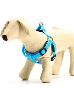 Шлейка для собак светящаяся на батарейках XL 3 режима свечения голубая Пижон