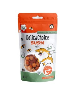 Лакомство для кошек и собак Sushi mini с лососем и треской 40 г Delicachoice