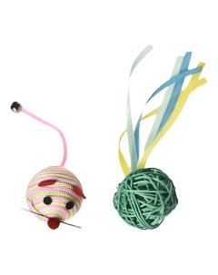 Набор игрушек для кошек мышка и мяч с лентами Nobrand
