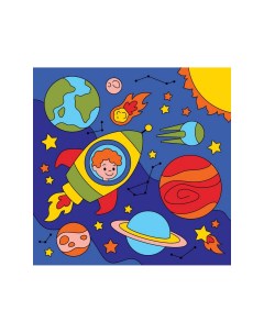 Картина по номерам Космическое путешествие 15х15 см Рыжий кот