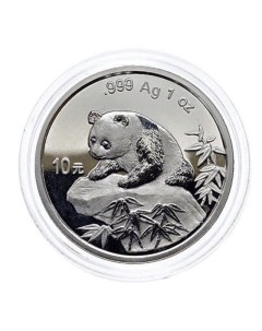 Серебряная монета 10 юаней в капсуле Панда Китай 1999 PF Mon loisir