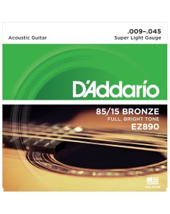 Струны для акустической гитары DADDARIO EZ890 бронза 85 15 Super Light 9 45 D`addario