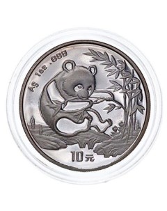 Серебряная монета 10 юаней в капсуле Панда Китай 1994 PF Mon loisir