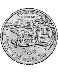 Монета 25 центов Эдит Канакаоле Американские женщины Филадельфия Р США 2023 UNC Mon loisir