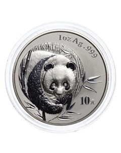 Серебряная монета 10 юаней в капсуле Панда Китай 2003 PF Mon loisir