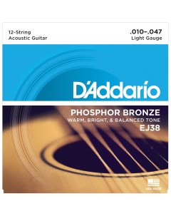 Струны для 12 струнной гитары DADDARIO EJ38 Light 10 47 D`addario