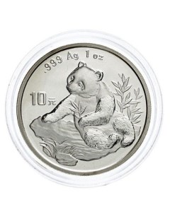 Серебряная монета 10 юаней в капсуле Панда Китай 1998 PF Mon loisir