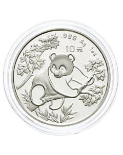 Серебряная монета 10 юаней в капсуле Панда Китай 1992 PF Mon loisir