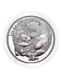Серебряная монета 10 юаней в капсуле Панда Китай 2005 PF Mon loisir