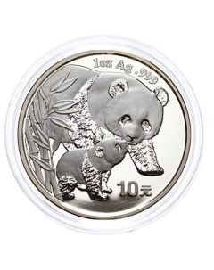 Серебряная монета 10 юаней в капсуле Панда Китай 2004 PF Mon loisir