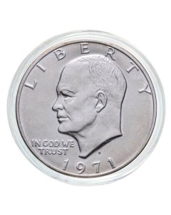 Серебряная монета 1 доллар в капсуле Эйзенхауэр S США 1971 XF Mon loisir