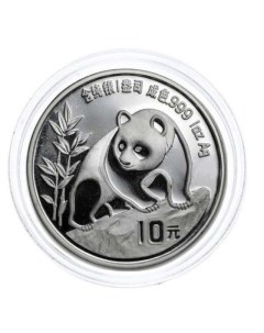 Серебряная монета 10 юаней в капсуле Панда Китай 1990 PF Mon loisir