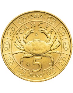 Монета 5 евро Рак Знаки зодиака Сан Марино 2019 UNC Mon loisir
