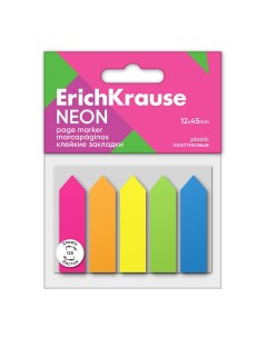 Клейкие закладки пластиковые Neon Arrows 61555 12х45 мм 125 листов 5 цветов Erich krause