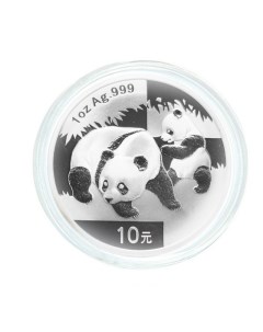 Серебряная монета в капсуле 10 юаней Панда Китай 2008 PF Mon loisir