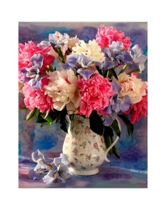 Картина по номерам Нежный букет в вазе с цветочками 30х40 см Рыжий кот