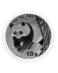 Серебряная монета 10 юаней в капсуле Панда Китай 2001 PF Mon loisir