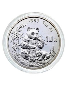 Серебряная монета 10 юаней в капсуле Панда Китай 1996 PF Mon loisir