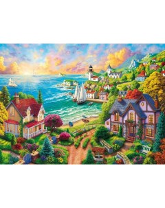 Картина по номерам Небольшой городок у океана 40х50 см Рыжий кот