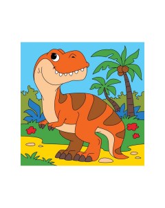 Картина по номерам Хитрый динозаврик 15х15 см Рыжий кот