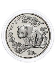 Серебряная монета 10 юаней в капсуле Панда Китай 1997 PF Mon loisir