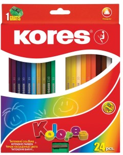 Набор цветных карандашей Kolores 24 цветов с точилкой Kores