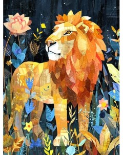 Алмазная мозаика на подрамнике Рисунок льва 50x40 см 50 цветов 82622 Gamestil