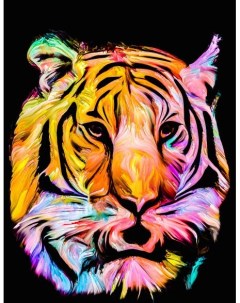 Алмазная мозаика без подрамника Тигр в Цветных Тонах 40x30 см 54162 Gamestil