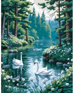 Алмазная мозаика на подрамнике Прекрасные лебеди 50x40 см 30 цветов 62443 Gamestil