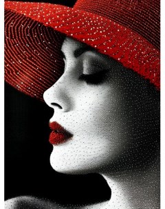 Алмазная мозаика на подрамнике Девушка в красном 40x30 см 41 цветов 85127 Gamestil