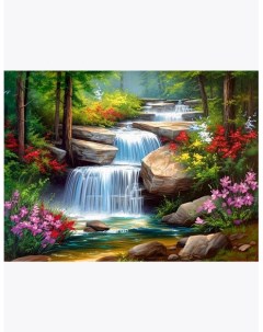 Алмазная мозаика без подрамника Горная река в лесу 40x30 см 50 цветов 62664 Gamestil