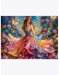 Алмазная мозаика на подрамнике Девушка радуга 50x40 см 30 цветов 63035 Gamestil