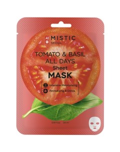 Тканевая маска для лица с экстрактами томата и базилика 24мл Mistic