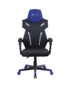 Кресло игровое 111G на колесиках сетка ткань черный синий Oklick