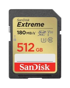 Карта памяти SDXC UHS I U3 Extreme 512 ГБ 180 МБ с Class 10 SDSDXVV 512G GNCIN 1 шт Sandisk