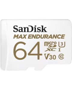 Карта памяти microSDXC UHS I U3 Max Endurance 64 ГБ 100 МБ с Class 10 SDSQQVR 064G GN6IA 1 шт перехо Sandisk