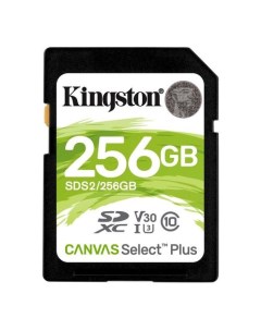 Карта памяти SDXC UHS I U3 Canvas Select Plus 256 ГБ 100 МБ с Class 10 SDS2 256GB 1 шт без адаптера Kingston