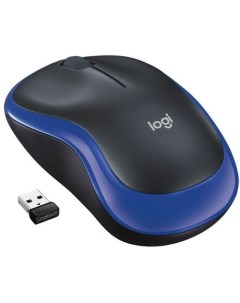 Мышь M185 оптическая беспроводная USB черный и синий Logitech
