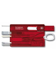 Швейцарская карта SwissCard Classic красный полупрозрачный коробка подарочная Victorinox