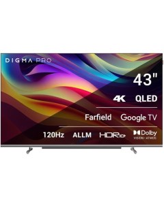 43 Телевизор QLED 43L QLED 4K Ultra HD черный СМАРТ ТВ Google TV Digma pro