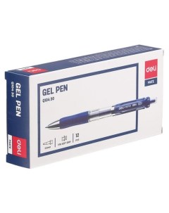 Ручка гелев Mate EQ10430 авт корп прозрачный синий d 0 5мм чернила син сменный стержень рези 12 шт к Deli