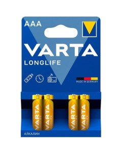 AAA Батарейка Longlife LR03 Alkaline 4 шт Varta