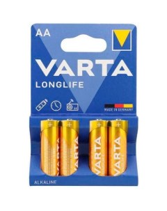 AA Батарейка Longlife LR6 Alkaline 4 шт Varta