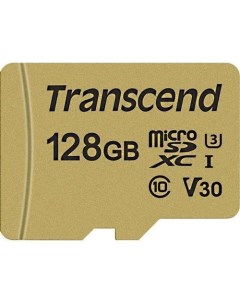 Карта памяти microSDXC UHS I U3 500S 128 ГБ 95 МБ с Class 10 TS128GUSD500S 1 шт без адаптера Transcend