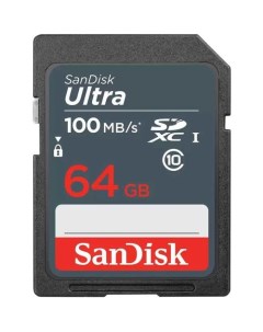 Карта памяти SDXC UHS I Ultra 64 ГБ 100 МБ с Class 10 SDSDUNR 064G GN3IN 1 шт Sandisk