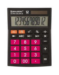Калькулятор Ultra 12 Bkwr 12 разрядный черный Brauberg