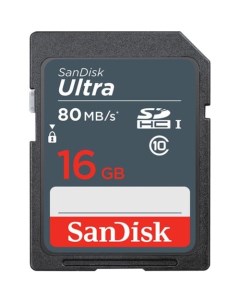 Карта памяти SDHC UHS I U1 Ultra 80 16 ГБ 90 МБ с Class 10 SDSDUNS 016G GN3IN 1 шт Sandisk
