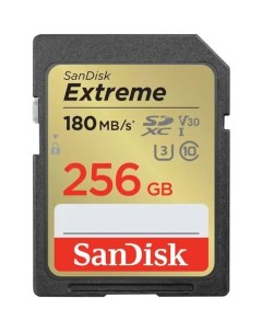 Карта памяти SDXC UHS I U3 Extreme 256 ГБ 180 МБ с Class 10 SDSDXVV 256G GNCIN 1 шт Sandisk